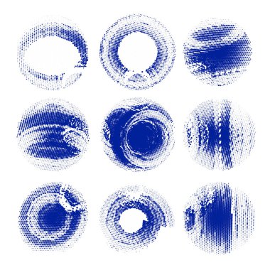 grunge daireler ve noktalar kümesi, vektör illüstrasyonu
