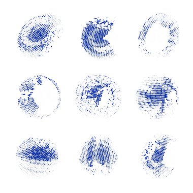 Bir dizi grunge fırça darbeleri, lekeler, lekeler ve lekeler. vektör illüstrasyonu