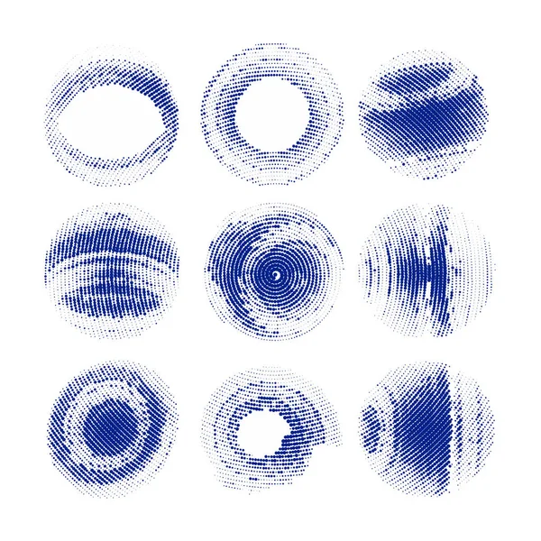 Set Grunge Halftone Circles Vector Illustration — Stock Vector