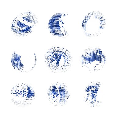 Bir dizi grunge fırça darbeleri, lekeler, lekeler, lekeler, elementler. vektör illüstrasyonu