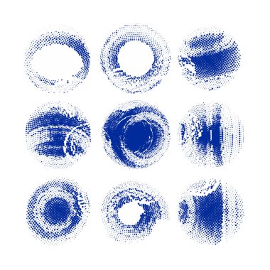 Bir dizi fırça darbesi, leke, mürekkep, leke. vektör illüstrasyonu