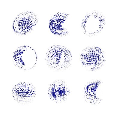 Bir dizi grunge fırça darbeleri, noktalar, çizgiler, boya. vektör illüstrasyonu