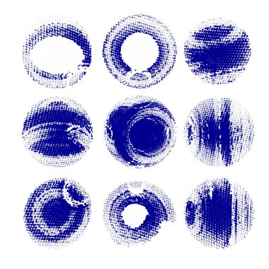 Bir dizi grunge fırça darbeleri, lekeler, lekeler, lekeler, kenarlar..