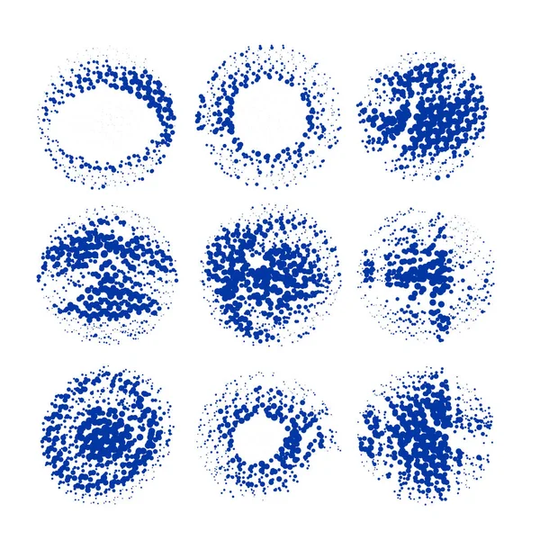 Set Aus Blauen Und Schwarzen Kreisen Vektorillustration — Stockvektor