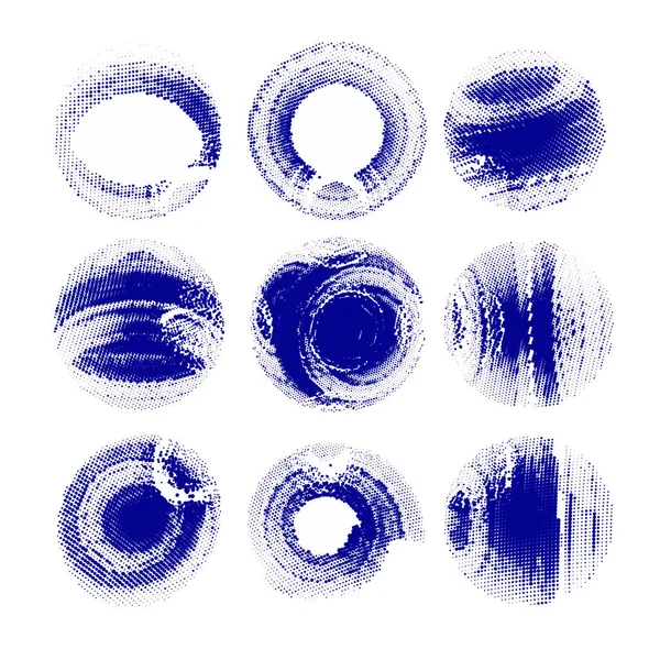 Set Grunge Circles Ink Brush Strokes Stains Dots Spots Vector — стоковый вектор