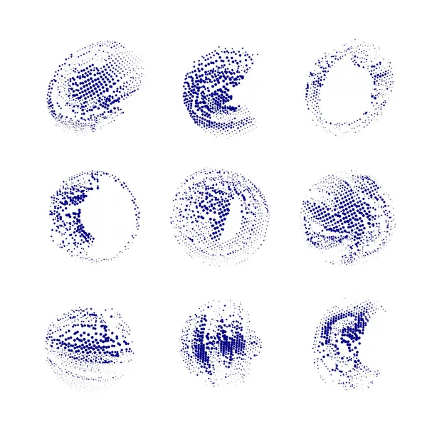 Bir dizi grunge fırça darbeleri, noktalar, çizgiler, boya. vektör illüstrasyonu
