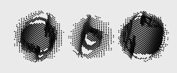 Ensemble Formes Géométriques Noir Blanc Illustration Vectorielle — Image vectorielle