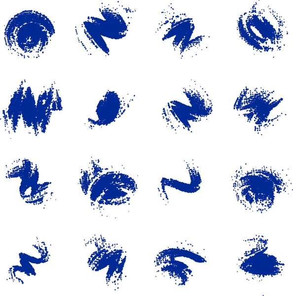Bir dizi grunge fırça darbeleri, lekeler, lekeler, lekeler, sıçramalar. vektör illüstrasyonu