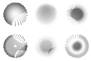 Yarım ton daireler, noktalar desen, yuvarlak şekiller, vektör illüstrasyonu