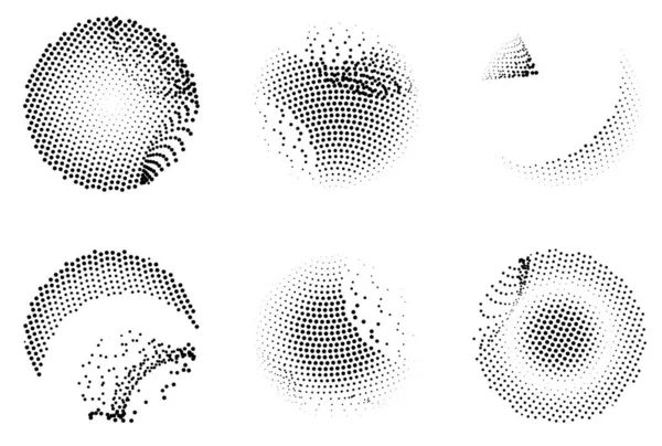 Vektor Abstrakte Halbtongepunktete Kreise Und Punkte Schwarzer Hintergrund — Stockvektor