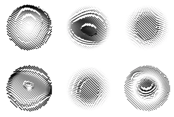 Halftone Cercuri Set Ilustrație Vectorială — Vector de stoc