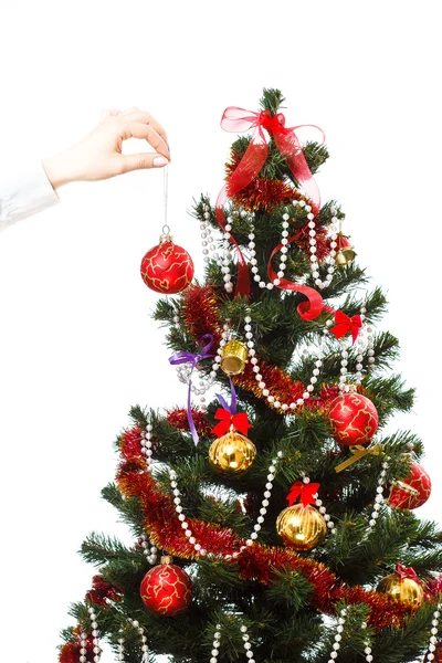 Decorating christmas tree — Stock Photo, Image