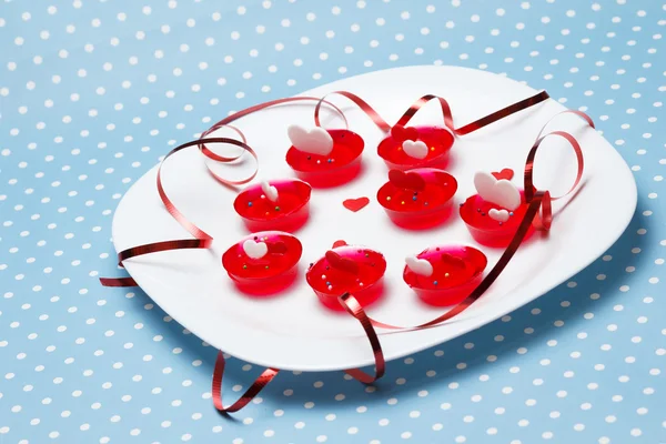 Valentine's day love gelatin deserts — Stock Photo, Image