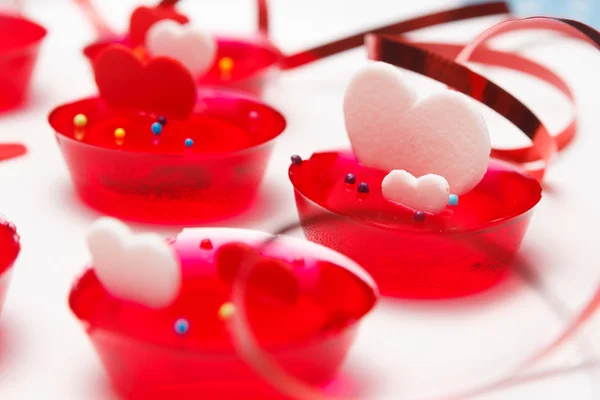 Valentine 's day dragoste gelatina deserturi — Fotografie, imagine de stoc