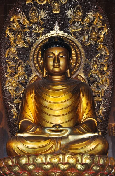 Złoty Budda, widok z przodu — Zdjęcie stockowe