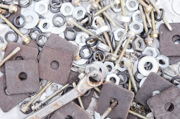 The various metal hardware background. — Stock Photo, Image