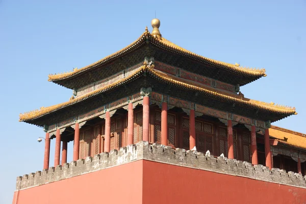 Szczegóły, okap i dachy sali najwyższej harmonii w Zakazane Miasto - Pekin, Chiny — Zdjęcie stockowe