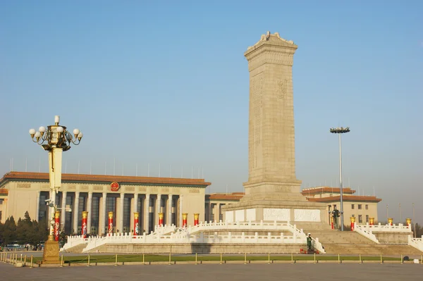 Herdenking monument op het tiananmen-plein, beijing, china Rechtenvrije Stockfoto's