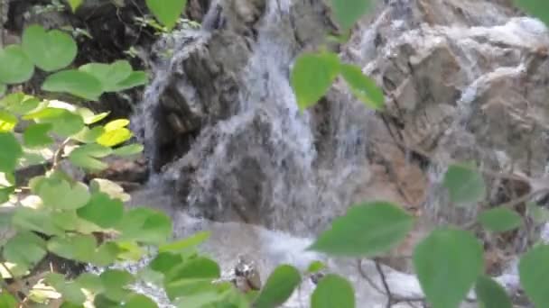 Flowing creek in stony valley — Stock Video