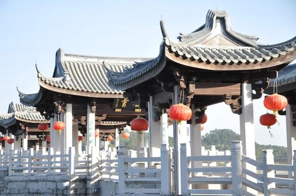 Chinese ancient city wall and wood gate tower — Stock Photo, Image