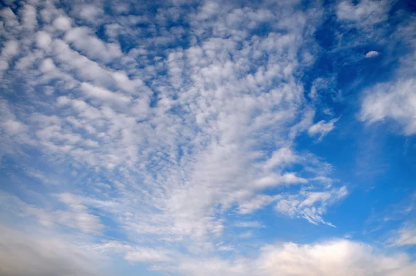 Blauwe lucht achtergrond met witte wolken — Stockfoto