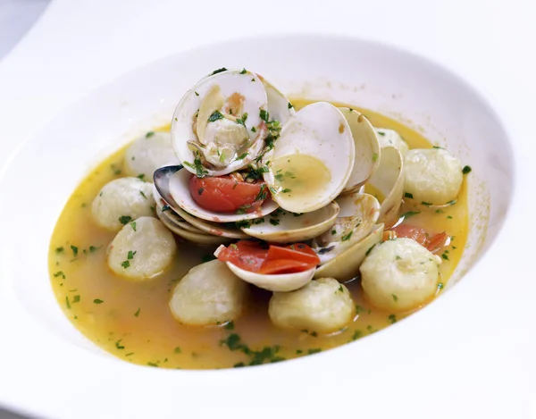 Gnocchi with seafood — Stock Photo, Image