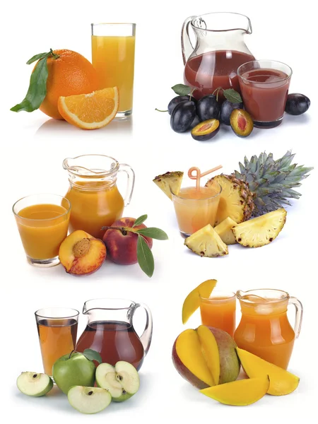 Set jug, glass juice and fruits — Stock Photo, Image