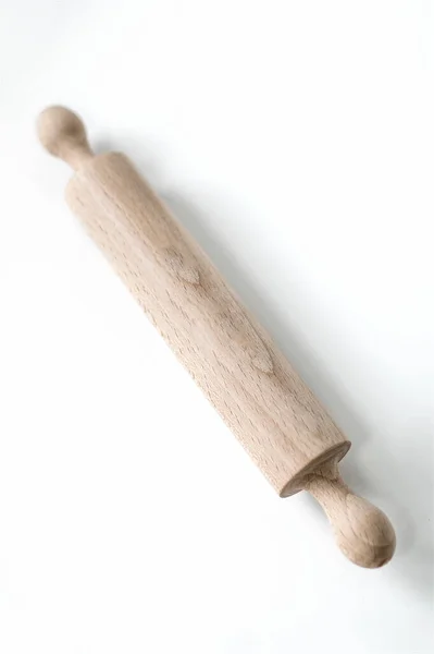 Close View Wooden Rolling Pin — стоковое фото