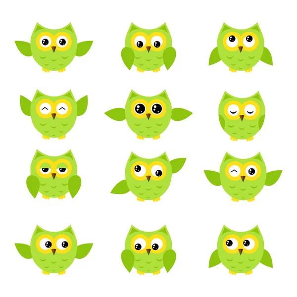Set of owl smiles. — Stock Vector