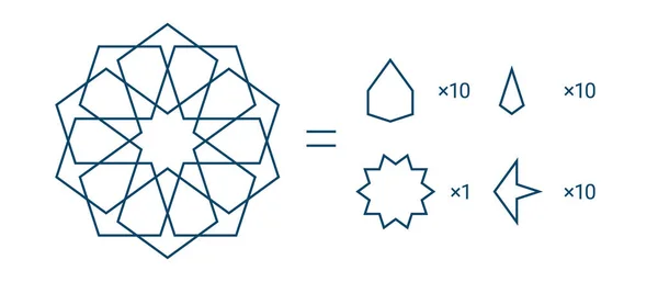 Дизайн и части персидской мозаичной розетки — стоковый вектор