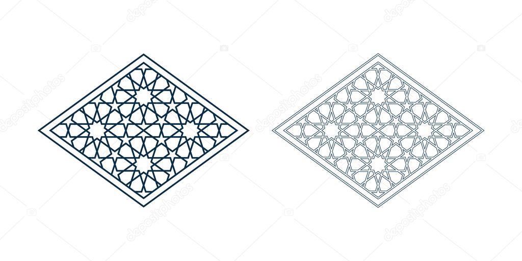 Set of Islamic traditional rosettes for greetings cards decoration and design isolated on white backgrounds. Vector illustration.