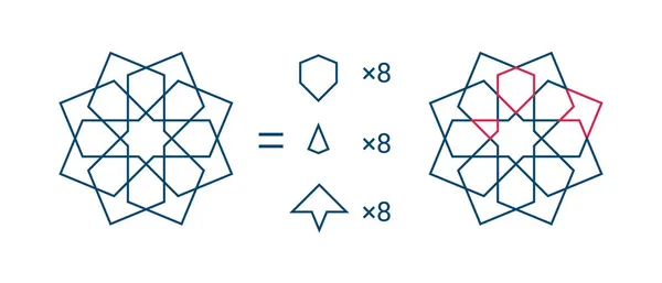 Дизайн и части персидской мозаичной розетки — стоковый вектор