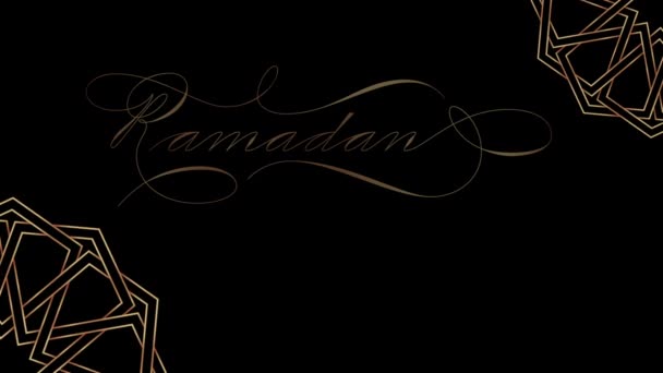 Ramadan card with gold mosaic and calligraphy — Stock Video