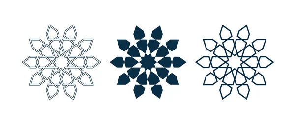 Rosetas geométricas persas de mosaico para tarjeta Ramadán — Vector de stock