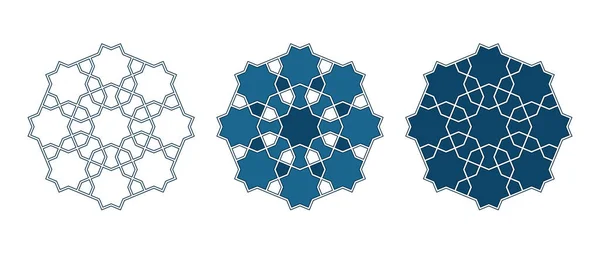 Rosetas geométricas persas de mosaico para tarjeta Ramadán — Vector de stock