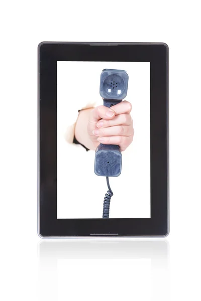 Electronic black notebook PC. The telephone — Stock Photo, Image