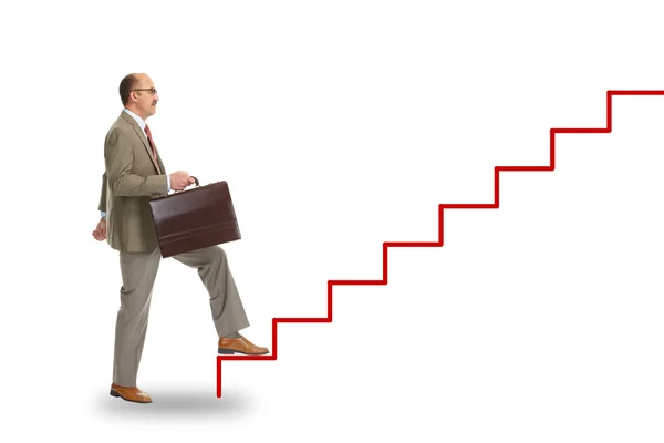 Businessman walking on drawing stairs — Stock Photo, Image