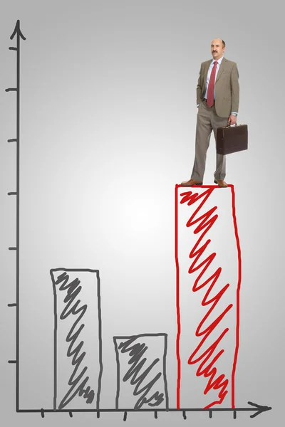 Diagram businessm a červená — Stock fotografie