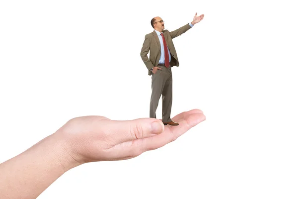 The businessman on a palm — Stock Photo, Image