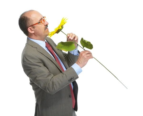 The businessman and flower — Stock Photo, Image