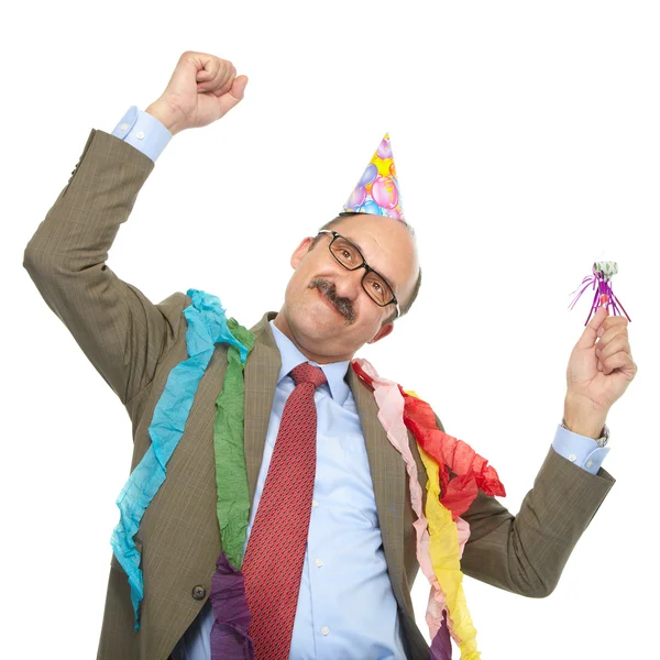 Businessman and birthday. — Stock Photo, Image