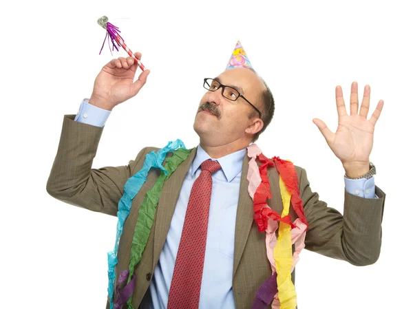 Businessman and birthday. — Stock Photo, Image