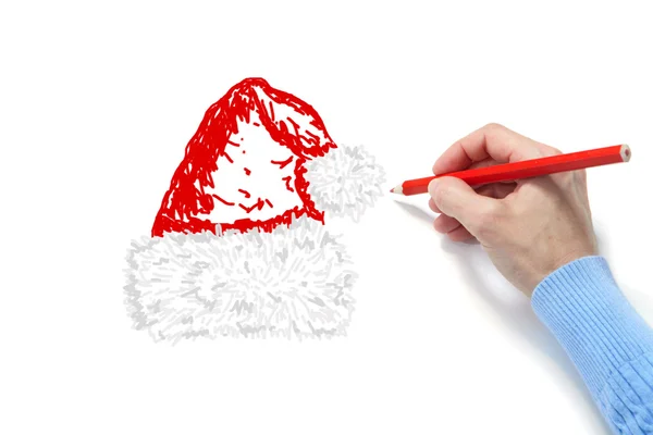 The hand draws a fur-cap — Stock Photo, Image