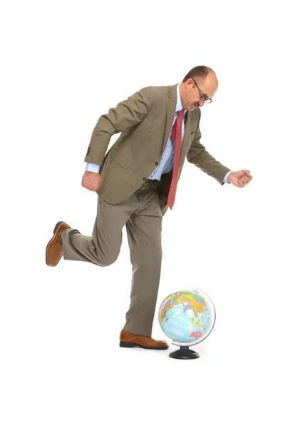 The businessman with the globe — Stock Photo, Image