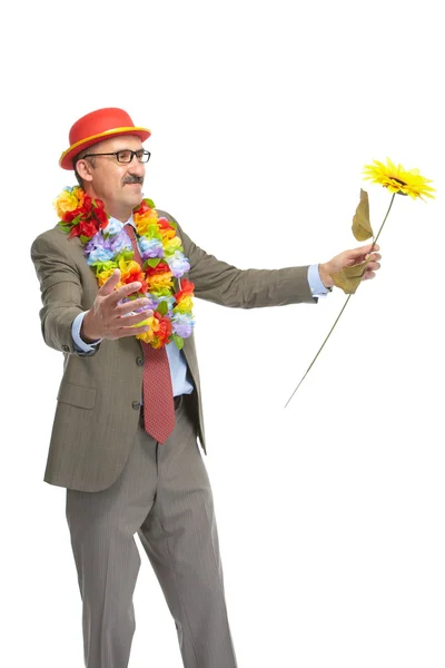 The businessman and flower — Stock Photo, Image