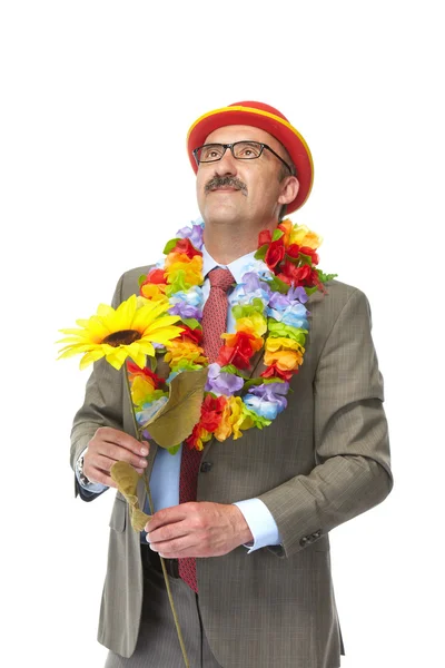 The businessman and flower — Stock Photo, Image