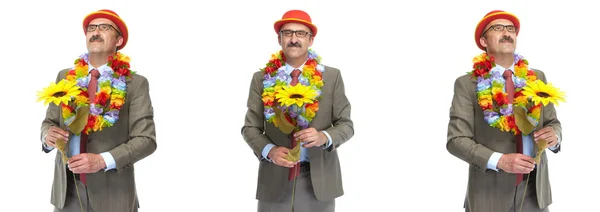 Podnikatel a květin. koláž — Stock fotografie