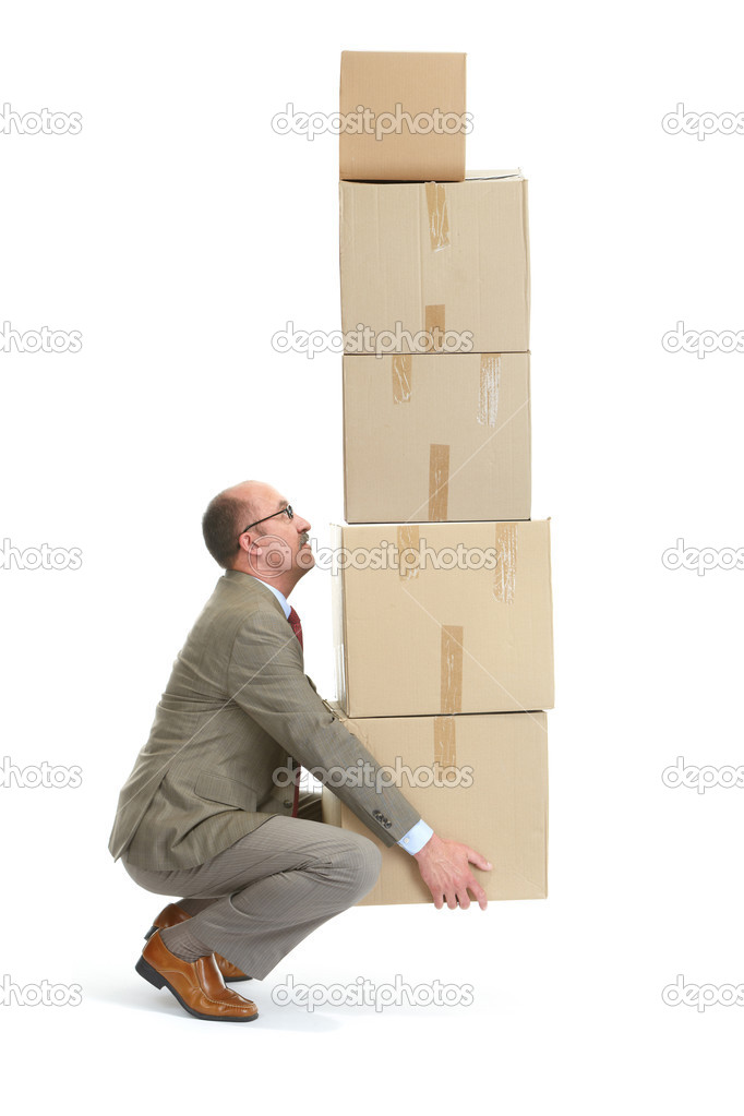 Businessman and a cardboard boxs