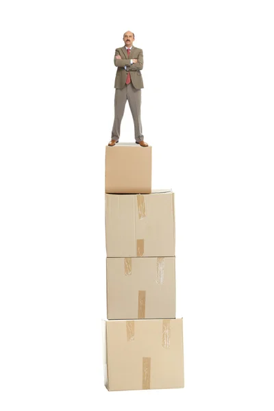 Businessman and a cardboard box — Stock Photo, Image