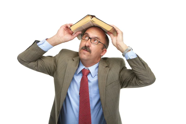 The man has hidden under the book — Stock Photo, Image